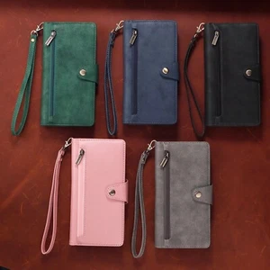 Zip Wallet Case Leather Card Flip Phone Cover For Samsung S8 S9 S10 S20 S21 S22 - Picture 1 of 17