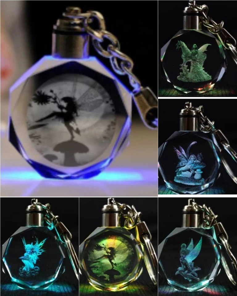 CRYSTAL LED KEYRING FAIRY HORSE UNICORN MERMAID WITH GIFT BOX Valentines dayGift - Image 1 of 1