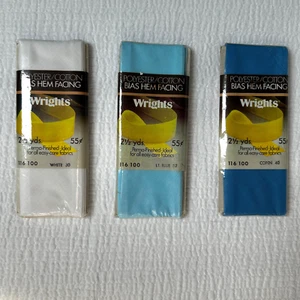 Wrights SCHRÄGER SAUMBESATZ POLY BAUMWOLLE WEISS UND BLAU 2,5 Yds x 2" Menge 3 - Bild 1 von 2