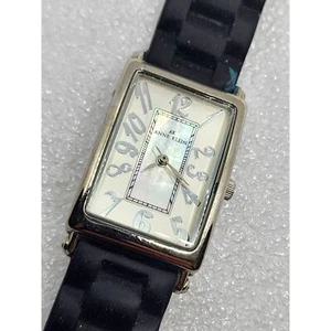 Anne Klein MOP Art Deco Pearl Tank 22mm Watch AK/2175 Black Silver Tone VTG - Picture 1 of 7