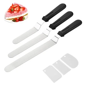 Set of 6 Cake Icing Spatulas and Cake Smoother Scrapers White 6"+8"+10" Stain... - Picture 1 of 7
