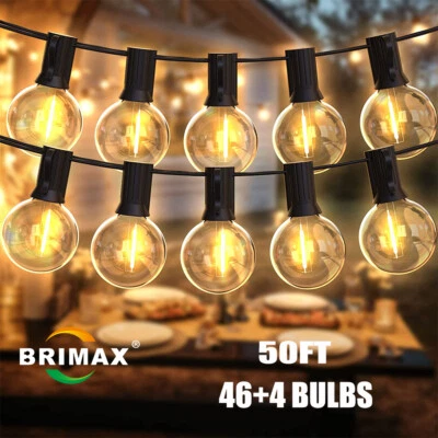 50FT Mains Powered String Light Festoon Outdoor 46+4 LED Garden G40 Bulbs Lights - Image 1 of 4