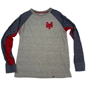 ZOO YORK Two-Tone Lightweight Pullover Crew Sweater Gray/Blue/Red Men's Medium  - Picture 1 of 8