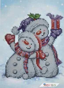 Bead Embroidery Kit DIY Beaded Needlepoint Stitching Beadwork Snowmen a5-d-448 - Picture 1 of 10