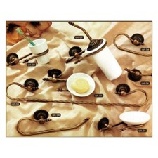 Set accessori bagno stile classico 8 pezzi in ottone bronzato ceramica epoca