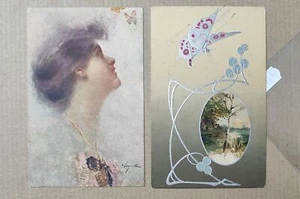 BUTTERFLY FARFALLA-LOT 2 POSTCARDS-C70-187 - Picture 1 of 1