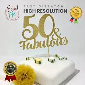 50 UND FABELHAFTE GOLD GLITZER STAND-UP CAKE TOPPER - Bild 1 von 1