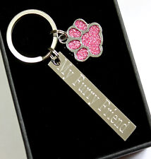Paw Print Keyring Pet Lovers Personalised Gifts Any Name Engraved