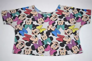 Minnie Mouse Cropped T-Shirt VTG 90s 00s Color All Over Minnie's Head Print Sz M - Picture 1 of 7
