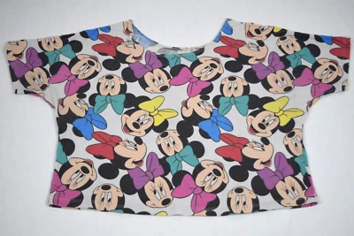 Minnie Mouse Cropped T-Shirt VTG 90s 00s Color All Over Minnie's Head Print Sz M - Image 1 of 4