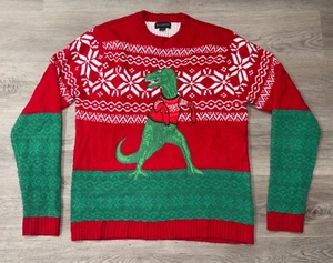 T Rex Dinosaurier großer hässlicher Weihnachtspullover von Blizzard Bay rot grün - Bild 1 von 9