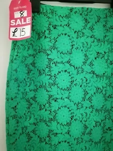 NWT River Island Green Lace Pencil Skirt Size UK 8 Summer Length 27" Lined. - Picture 1 of 8