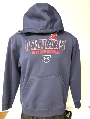 Under Armour hoodie Cleveland Indians Guardians Men's blue red MLB sz medium GUC Cover
