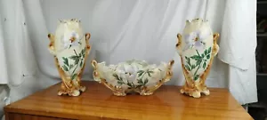 Garniture de Cheminée en Faïence K et G Lunéville France Art Nouveau début XXème - Foto 1 di 15