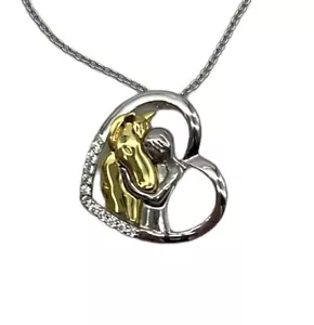 YFN Collana Ciondolo Cavallo Gioielli Argento Sterling 925 Ragazze Abbraccia Cavallo Regalo - Foto 1 di 8