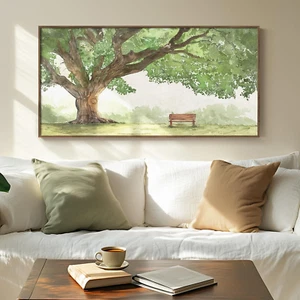 Framed Landscape Canvas Wall Art for Living Room - Contemporary Large Tree Sh... - Picture 1 of 7