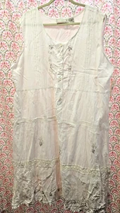 Jane Ashley Women's 2X White Cotton Sleeveless Ruffled Summer Sun Dress Boho - Picture 1 of 9