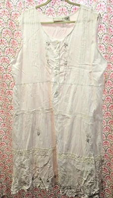 Vestido boho Jane Ashley para mujer 2X blanco de algodón sin mangas con volantes de verano para sol Foto 1 de 4