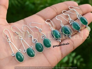 Green Onyx Gemstone Earring 5pcs Wholesale Lots 925 Sterling Silver Plated - Picture 1 of 4
