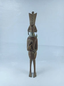 African Tribal Wooden Tall Elongated Wood Carving Sculpture with Neck Rings - Picture 1 of 7