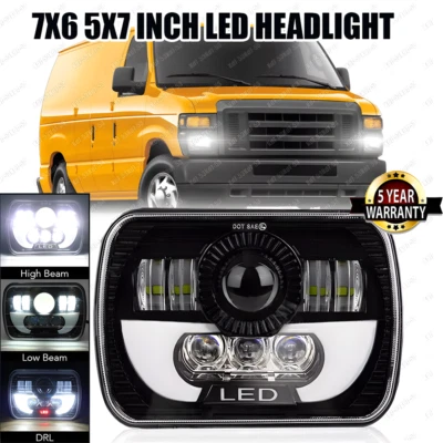 7x6 5x7 LED Headlight Hi/Lo Beam for Ford E-100 E-150 E-250 E-350 Econoline - Image 1 of 4