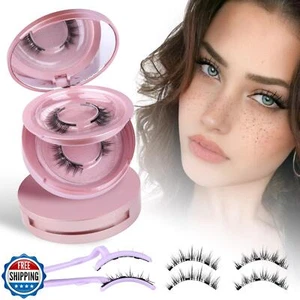 wiwoseo Magnetic Eyelashes with Applicator 2 Pairs No Glue Needed Magnetics E - Picture 1 of 5