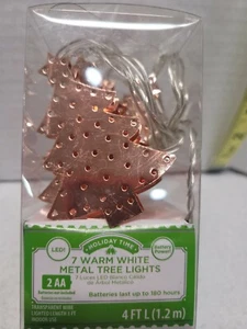 Holiday Time Warm White 7 Metal Christmas Tree Lights 4' Length Copper Color - Picture 1 of 6
