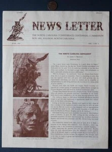 Folleto Monumento a Gettysburg 1963 Carolina del Norte Era del Centenario RARO-- - Imagen 1 de 1