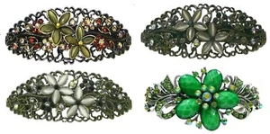 Set of 4 Large Oval Opal Beads Metal Barrettes for Women Thick Hair NM86010-1-4 - Picture 1 of 26