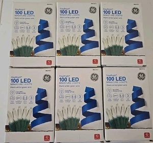Lot of 6 Boxes GE 50 LED Miniature Christmas Lights EnergySmart Warm White Green - Picture 1 of 3