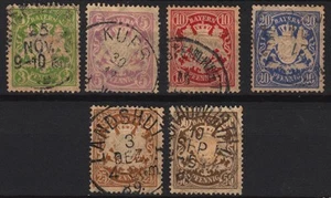 1888. GERMANY ALTDEUTSCHLAND BAYERN Mi. # 54/59 WZ 4 COMPLETE SET VERY FINE USED - Imagen 1 de 1