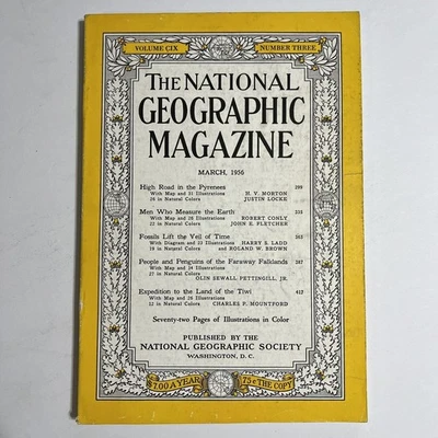 Vintage National Geographic Magazine March 1956 Pyrenees Fossils Penguins Tiwi - Image 1 of 4