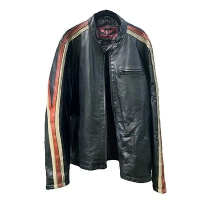 Vintage Wilsons Street Legal Leather Motorcycle Jacket Mens L Moto Striped - Image 1 of 4