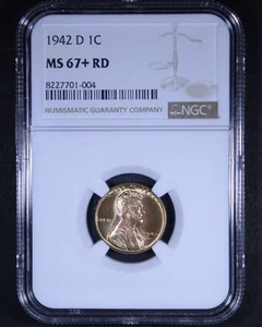 1942-D Lincoln Wheat Cent - 1c NGC MS67+ RD - Red - WOW! - Picture 1 of 4