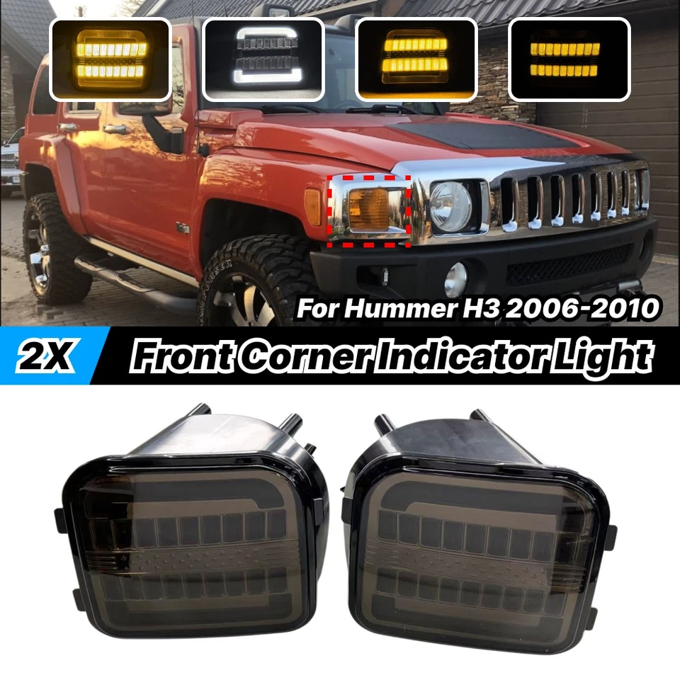 2X For 2006-2010 Hummer H3 LED Turn Signal Front Corner Indicator Lights Lamps - Image 1 of 4