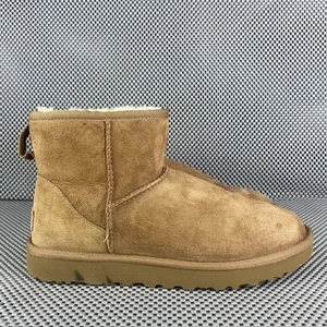 UGG Classic Mini II Boots Womens 8 Chestnut Leather Sheepskin Pull On Winter - Picture 1 of 14