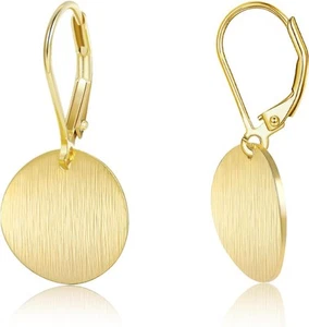 14K Gold Dangle Earrings for Women,Lightweight Circle Disc Coin A-14K - Picture 1 of 7