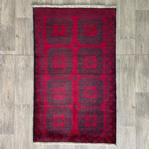 154 x 91cm Vintage Handmade Afghan Carpet Ersari Baluchi Old Oriental Wool Rug - Picture 1 of 24