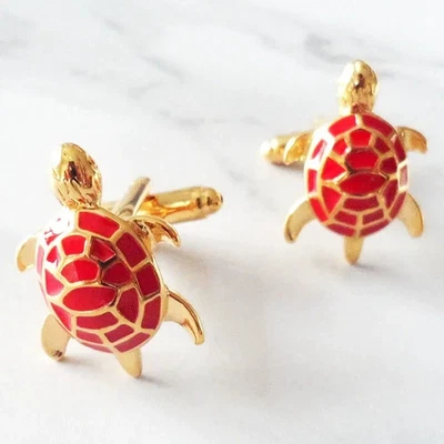 Gemelos con forma de tortuga marina para hombre 1 par de camisa traje gemelos joyería clásica Foto 1 de 2