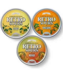 Retro Sours - Tangy Hard Candy - Juego combinado de 3 latas, cítricos, mango, mandarina - Imagen 1 de 7