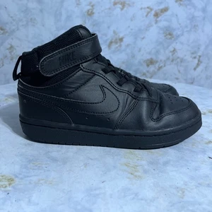 Nike Court Borough 2 Mid Youth Kids Size 1Y Shoes Triple Black Athletic Sneakers - Picture 1 of 10