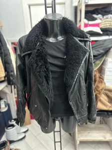 Montone Shearling Donna Woman Tg54 Nero LLV1795 - Imagen 1 de 9