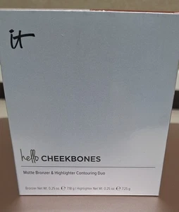 IT COSMETICS HELLO CHEEKBONES MATTE BRONZER & HIGHLIGHTER CONTOURING DUO BOXED - Picture 1 of 2