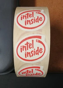 5pcs Red Vintage Old School large Intel Inside stickers oval 1 3/4" x 1 10/16" - Picture 1 of 2