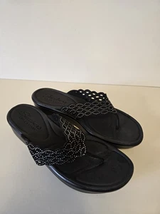 Skechers luxe Foam Platform Black v. Low Wedge Sandals Size 7  Flip Flops New  - Picture 1 of 5