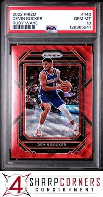 2022 PANINI PRIZM RUBY WAVE #140 DEVIN BOOKER POP 2 PSA 10 - Imagem 1 de 3