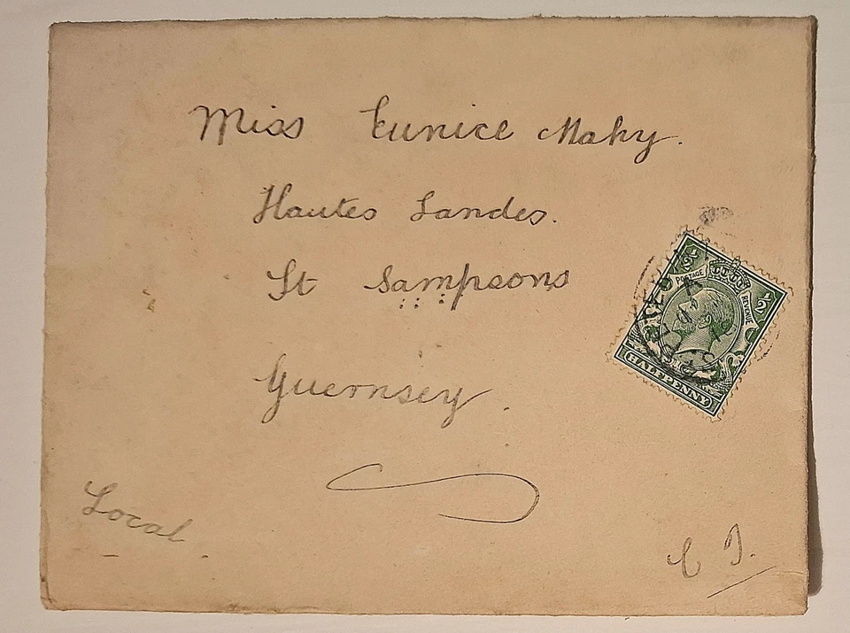 1918 Guernsey stamp on envelope see details - Image 1 of 1