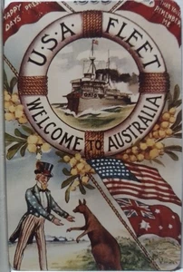 swap cards Modern playing card back US Fleet Welcome Australia - Picture 1 of 1