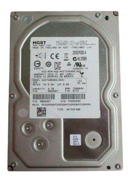 0B26927 Hitachi 4TB 7200RPM SAS 6.0 Gbps 3.5" 64MB Cache Ultrastar Hard Drive - Image 1 of 1