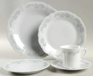 8 Tirschenreuth Baronesse Orleans 5 Piece Place SettingEmbossed w/Gry German N - Picture 1 of 1